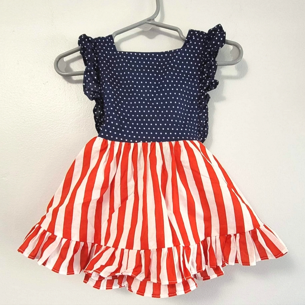 Addison Rays Patriotic Pinafore Dress Sz 6-12 month